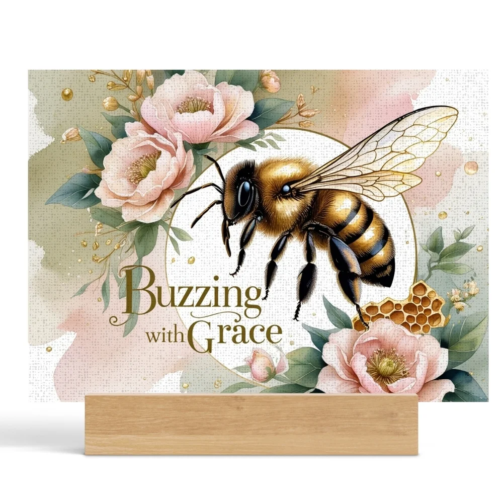 Floral Bee Glass Cutting Board Size 11inx8in